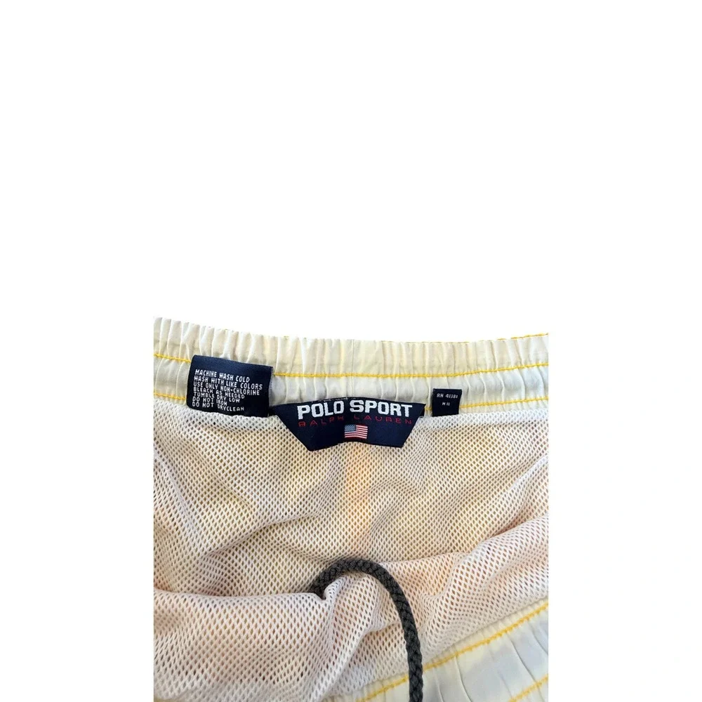 Polo Sport Ralph Lauren Yellow Nylon Swim Trunks Men Large Vintage Shorts